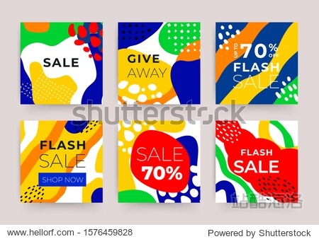 Sale cover design backgrounds vector. Minimal trendy style organic shapes pattern with copy space for text design for invitation Party card Social Highlight Covers and stories page