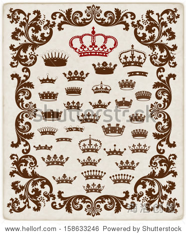 皇家皇冠带花纹图案,老纸纹理.组织层