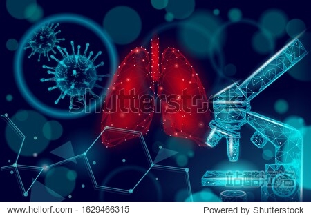 3D human lungs medicine microscopic research concept. Respiratory virus infection cancer danger analysis. Therapy of tuberculosis hospital poster template vector illustration