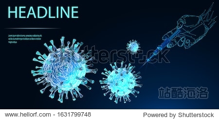 Virus protection concept. Sars disease coronaviruses in the lung. The coronavirus causes the severe illness SARS (Severe Acute Respiratory Syndrome). Low poly wireframe style. Vector