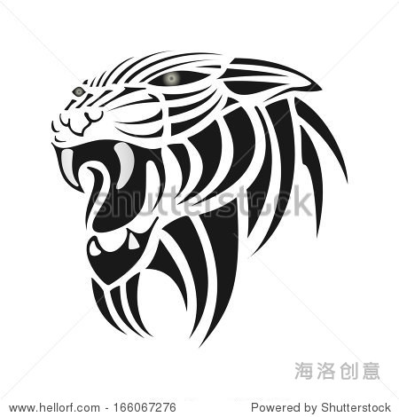 black silhouette of tiger on a white background