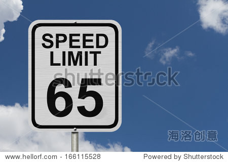 a white american road sign with words speed limit and 65 with