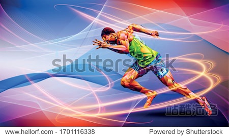 Olympic games  Tokyo 2020. 2021 Runner. vector illustration in triangles runner. Sport ruuner of triangle . Vector