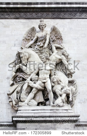 sculpture on the arch of triumph paris - la resistance de 1814
