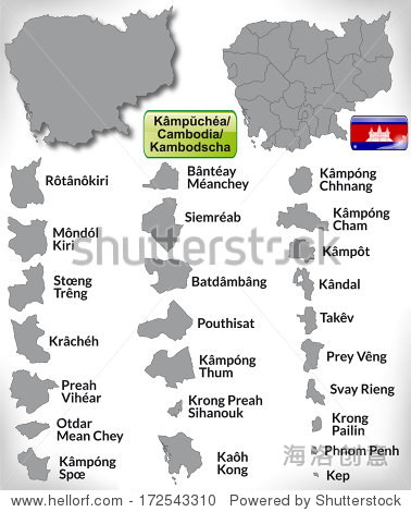 map of cambodia with borders in gray - 图片素材 - 站酷海洛plus