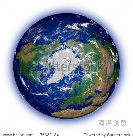 northern hemisphere on earth viewed from above north pole