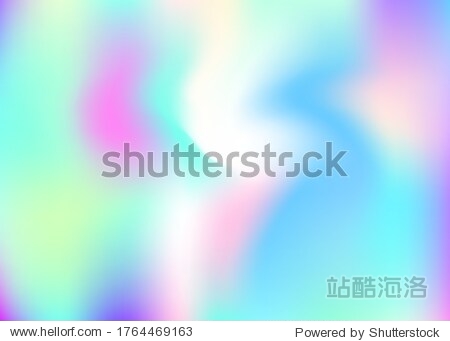 Holographic abstract background. Spectrum holographic backdrop with gradient mesh. 90s  80s retro style. Iridescent graphic template for brochure  banner  wallpaper  mobile screen.