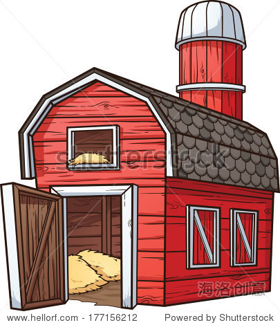 red cartoon barn. vector
