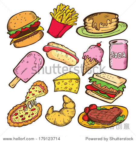 set of junk food doodle - 站酷海洛正版图片, 视频, 音乐素材交易