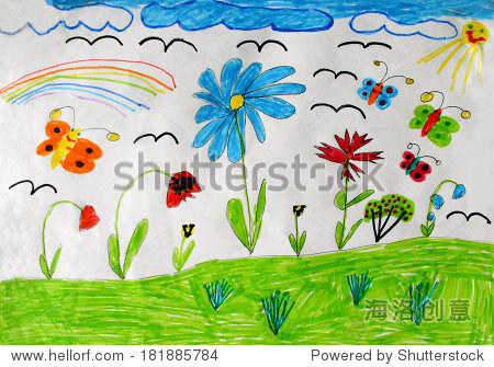 picturebrightandcolorfulchildrensdrawingofsummerchildish
