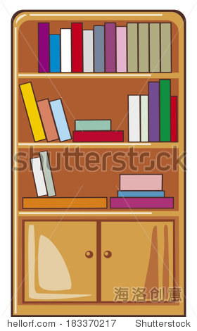 books on wooden shelves (bookcase) - 站酷海洛