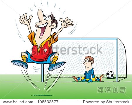 快乐足球运动员进球后的目标