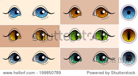 vector set of colored human eyes 