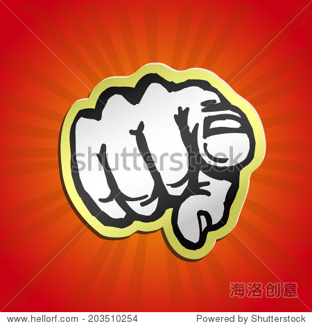 pointing finger retro vector illustration