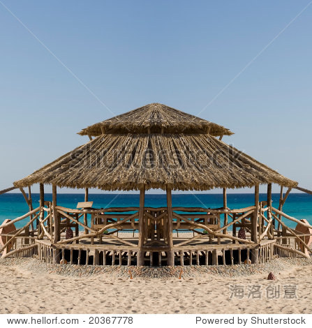 tropical african beach hut with lovely view of the red sea