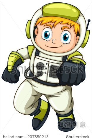 lllustration of a young astronaut on a white background