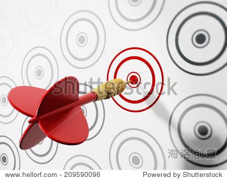 red dart hitting red target among gray ones.