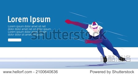 UI design of abstract man skating on ice on abstract blue background