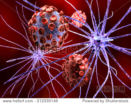 nerve cell attacked by virus neurological disorder and genetic
