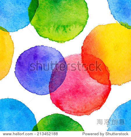明亮的水彩画圆向量无缝模式