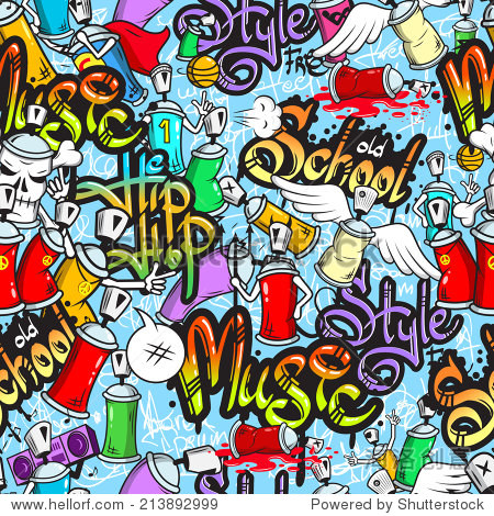 decorative graffiti spray can characters urban school youth