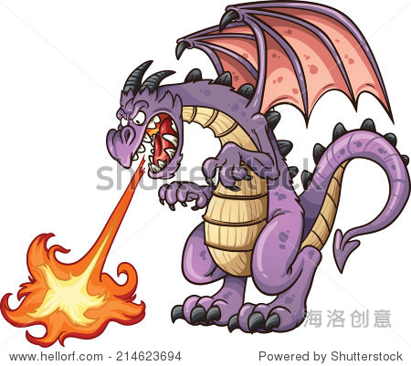 cartoon dragon spitting fire.