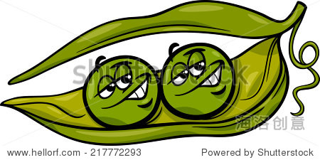 cartoon vector humor concept illustration of like two peas in a