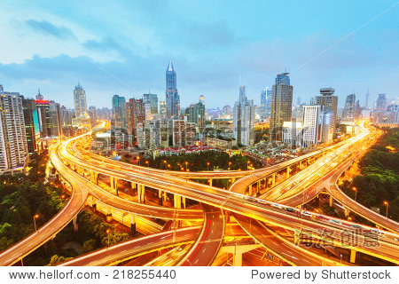 shanghai elevated road junction and interchange overpass at