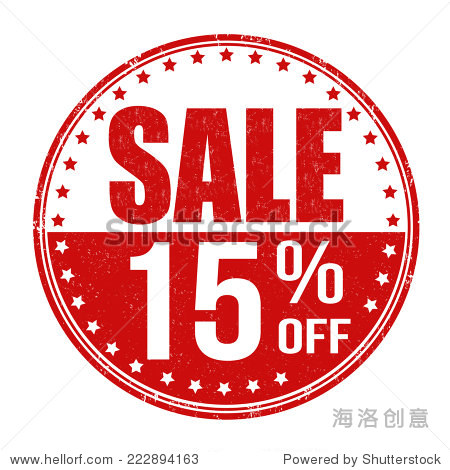 sale 15% off grunge rubber stamp on white background vector