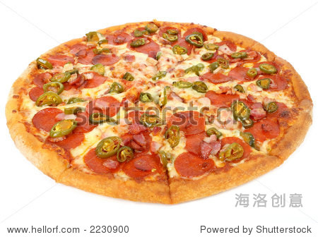 hot summer jalapeno pepper and meat pizza, macro close up