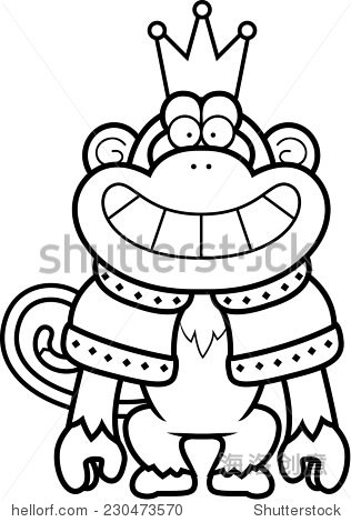 acartoonillustrationofamonkeykingwithacrownandrobes