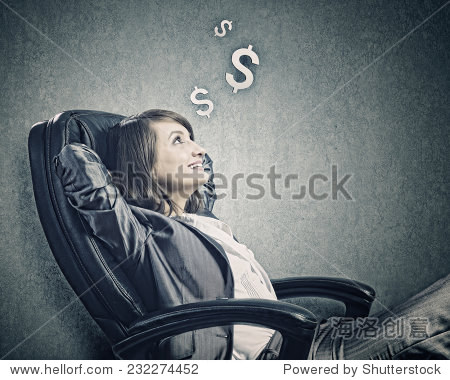 young confident businesswoman sitting in chair with legs up