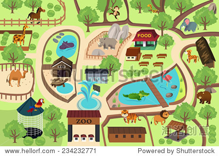 a vector illustration of map of a zoo park