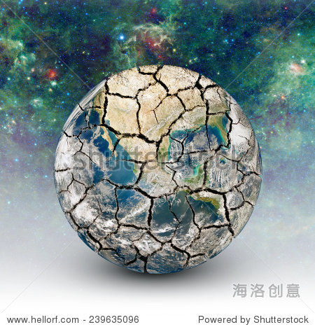cracked earth on the background of the starry sky.