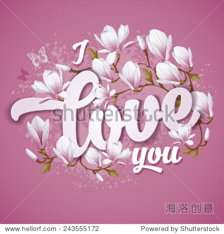valentines day greeting card with calligraphic romantic message