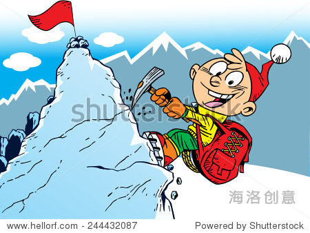 the illustration shows the climber who rises to the top of the