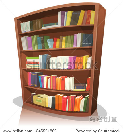 cartoon library bookshelf/ illustration of a cartoon home school