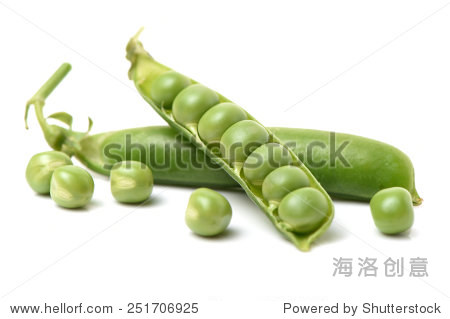 fresh peas isolated on white background