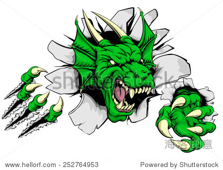 an attacking dragon with claws breakthrough drawing of a dragon