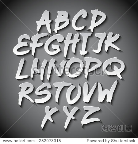 vector alphabet set art grey shadow font typo