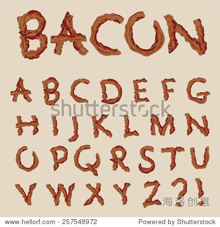 vector alphabet in the shape of bacon letters - 站酷海洛正版图片