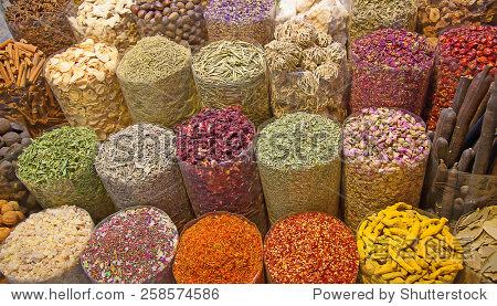 colorful spices on the traditional arabian souk (market) in
