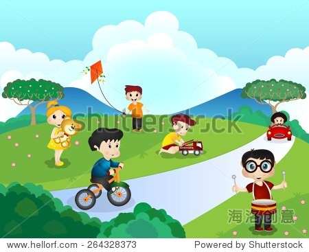 children playing in the park - 图片素材 - 站酷海洛plus正版图片