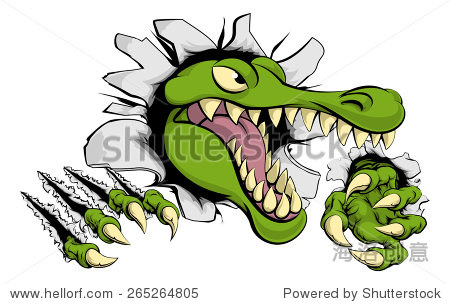 illustration of a cartoon alligator or crocodile smashing