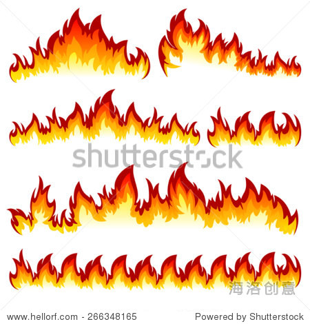 flames of different shapes on a white background.