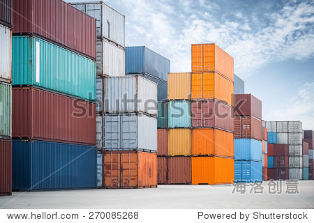 some container stacking in freight yard ,transport concept