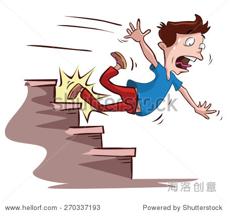 men slipped on the stairs