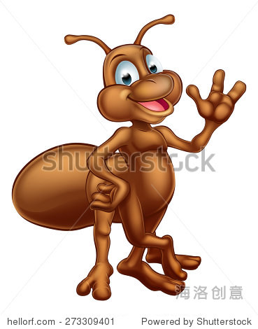 一个可爱的卡通ant吉祥物的性格