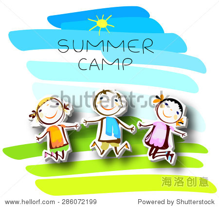 summer camp poster with happy kids