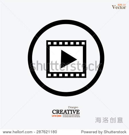 video icon.movies icon. film with play sign.vector illustration.